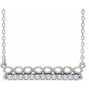 Ladies Natural Diamond Infinity-Inspired Bar Necklace (Si2-Si3, G-H) — 14K White Gold