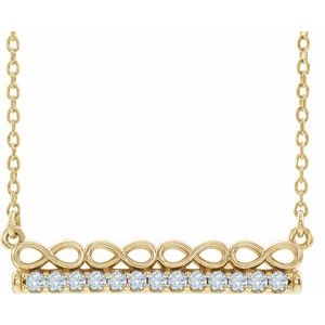 Ladies Natural Diamond Infinity-Inspired Bar Necklace (Si2-Si3, G-H) — 14K Yellow Gold