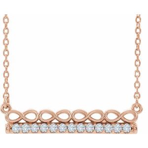 Ladies Natural Diamond Infinity-Inspired Bar Necklace (Si2-Si3, G-H) — 14K Rose Gold