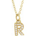 Ladies Natural Diamond Petite Initial R Necklace (I1, H+) — 14K Yellow Gold
