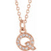 Ladies Natural Diamond Petite Initial Q Necklace (I1, H+) — 14K Rose Gold