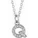 Ladies Natural Diamond Petite Initial Q Necklace (I1, H+) — 14K White Gold