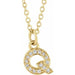 Ladies Natural Diamond Petite Initial Q Necklace (I1, H+) — 14K Yellow Gold