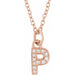 Ladies Natural Diamond Petite Initial P Necklace (I1, H+) — 14K Rose Gold
