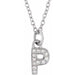 Ladies Natural Diamond Petite Initial P Necklace (I1, H+) — 14K White Gold