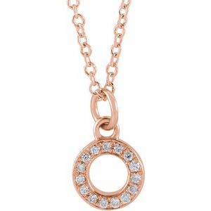 Ladies Natural Diamond Petite Initial O Necklace (I1, H+) — 14K Rose Gold