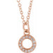 Ladies Natural Diamond Petite Initial O Necklace (I1, H+) — 14K Rose Gold