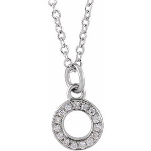 Ladies Natural Diamond Petite Initial O Necklace (I1, H+) — 14K White Gold