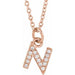 Ladies Natural Diamond Petite Initial N Necklace (I1, H+) — 14K Rose Gold