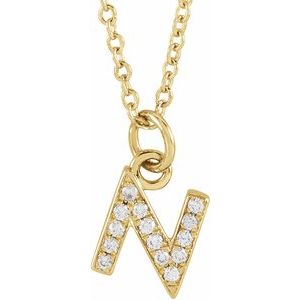 Ladies Natural Diamond Petite Initial N Necklace (I1, H+) — 14K Yellow Gold