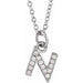 Ladies Natural Diamond Petite Initial N Necklace (I1, H+) — 14K White Gold