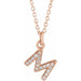Ladies Natural Diamond Petite Initial M Necklace (I1, H+) — 14K Rose Gold