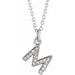 Ladies Natural Diamond Petite Initial M Necklace (I1, H+) — 14K White Gold