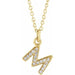 Ladies Natural Diamond Petite Initial M Necklace (I1, H+) — 14K Yellow Gold