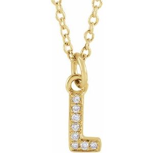 Ladies Natural Diamond Petite Initial L Necklace (I1, H+) — 14K Yellow Gold