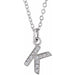 Ladies Natural Diamond Petite Initial K Necklace (I1, H+) — 14K White Gold