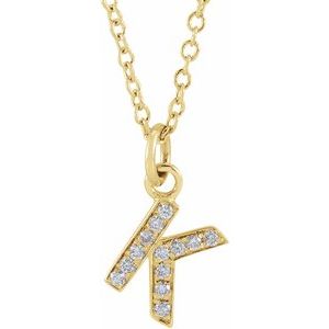 Ladies Natural Diamond Petite Initial K Necklace (I1, H+) — 14K Yellow Gold