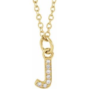 Ladies Natural Diamond Petite Initial J Necklace (I1, H+) — 14K Yellow Gold