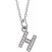 Ladies Natural Diamond Petite Initial H Necklace (I1, H+) — 14K White Gold
