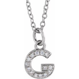 Ladies Natural Diamond Petite Initial G Necklace (I1, H+) — 14K White Gold