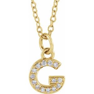 Ladies Natural Diamond Petite Initial G Necklace (I1, H+) — 14K Yellow Gold