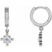 Ladies Natural Diamond Beaded Bezel-Set Hoop Earrings — 14K White Gold