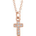 Ladies Natural Diamond Youth Cross Necklace (I1, H+) — 14K Rose Gold