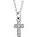 Ladies Natural Diamond Youth Cross Necklace (I1, H+) — 14K White Gold