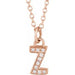 Ladies Natural Diamond Petite Initial Z Necklace (I1, H+) — 14K Rose Gold