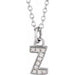 Ladies Natural Diamond Petite Initial Z Necklace (I1, H+) — 14K White Gold