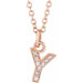 Ladies Natural Diamond Petite Initial Y Necklace (I1, H+) — 14K Rose Gold