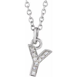Ladies Natural Diamond Petite Initial Y Necklace (I1, H+) — 14K White Gold