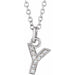 Ladies Natural Diamond Petite Initial Y Necklace (I1, H+) — 14K White Gold