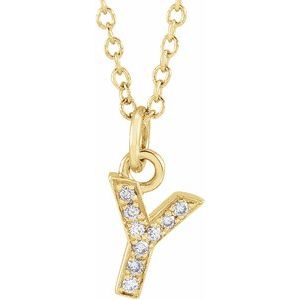 Ladies Natural Diamond Petite Initial Y Necklace (I1, H+) — 14K Yellow Gold