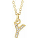 Ladies Natural Diamond Petite Initial Y Necklace (I1, H+) — 14K Yellow Gold