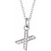 Ladies Natural Diamond Petite Initial X Necklace (I1, H+) — 14K White Gold