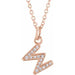 Ladies Natural Diamond Petite Initial W Necklace (I1, H+) — 14K Rose Gold
