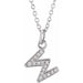 Ladies Natural Diamond Petite Initial W Necklace (I1, H+) — 14K White Gold