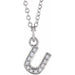 Ladies Natural Diamond Petite Initial U Necklace (I1, H+) — 14K White Gold