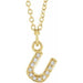 Ladies Natural Diamond Petite Initial U Necklace (I1, H+) — 14K Yellow Gold