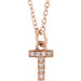 Ladies Natural Diamond Petite Initial T Necklace (I1, H+) — 14K Rose Gold