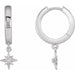 Ladies Natural Diamond Celestial Hinged Hoop Earrings — 14K White Gold