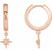 Ladies Natural Diamond Celestial Hinged Hoop Earrings — 14K Rose Gold