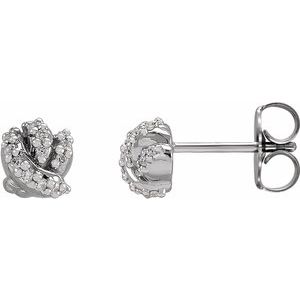Ladies Natural Diamond Knot Earrings — Platinum