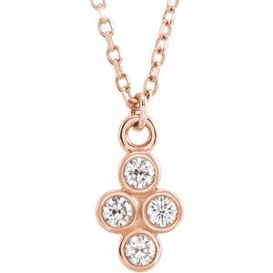 Ladies Natural Diamond Cluster Necklace (I1, G-H) — 14K Rose Gold
