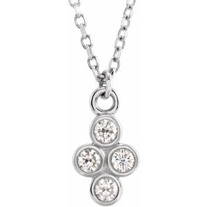 Ladies Natural Diamond Cluster Necklace (I1, G-H) — 14K White Gold