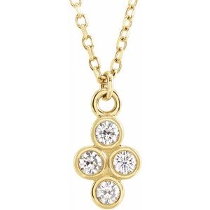 Ladies Natural Diamond Cluster Necklace (I1, G-H) — 14K Yellow Gold