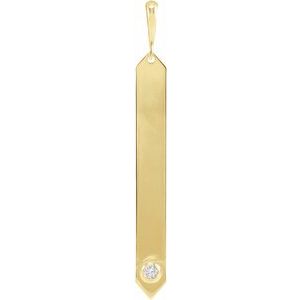 Ladies Natural Diamond Engravable Bar Pendant (I1, G-H) — 14K Yellow Gold