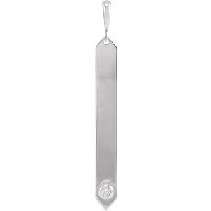 Ladies Natural Diamond Engravable Bar Pendant (I1, G-H) — 14K White Gold