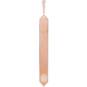 Ladies Natural Diamond Engravable Bar Pendant (I1, G-H) — 14K Rose Gold